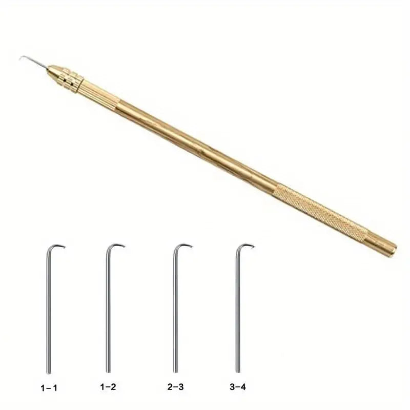 Wig Making Needle Kit - Comes with Brass Handle & 4 Hooks