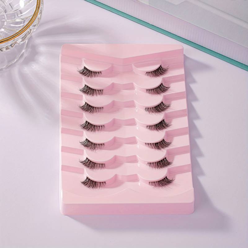 7 pairs - Faux Mink Transparent Half Lashes (Natural Style)