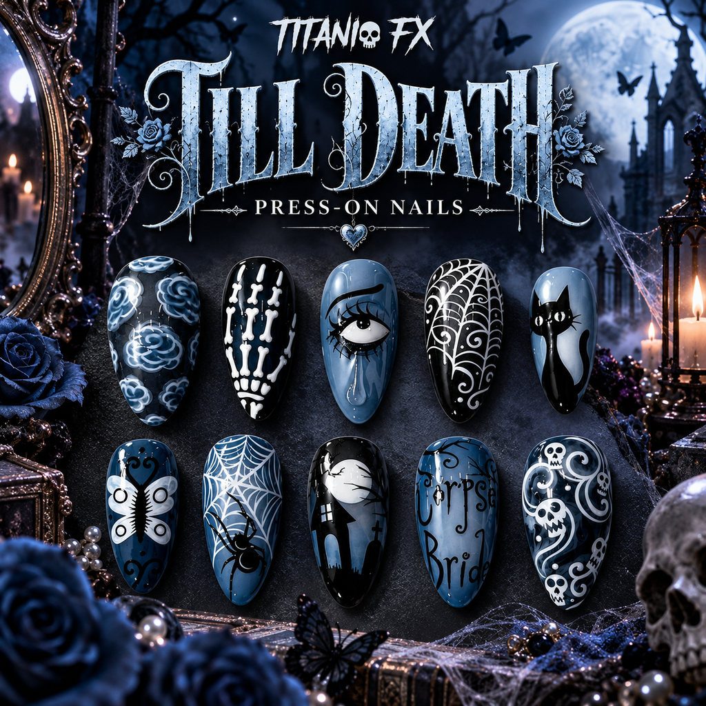 Till Death Corpse Bride-Inspired Press-On Nails – 10 Piece Set