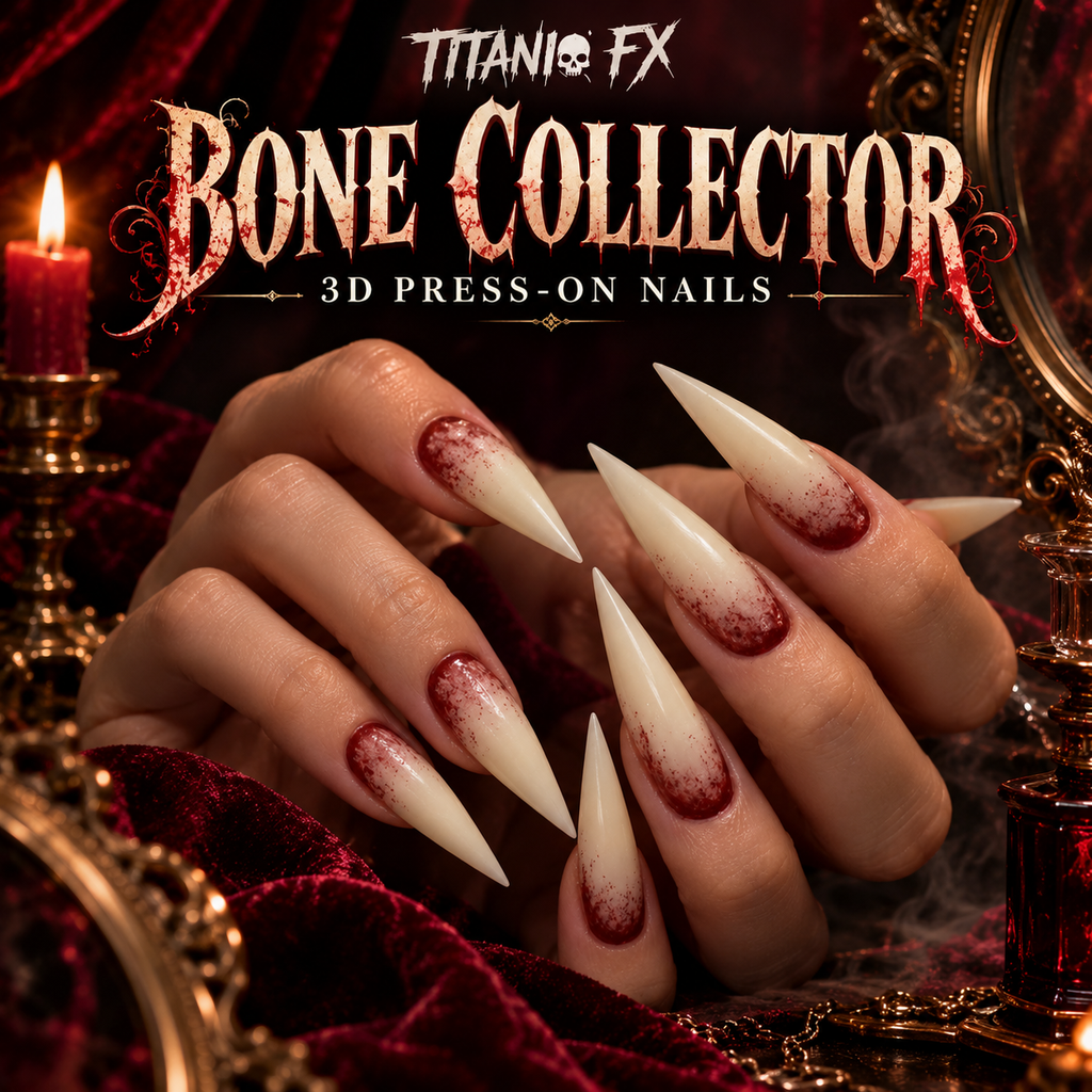 Bone Collector Long Stiletto Press-On Nails – 24 Piece Set
