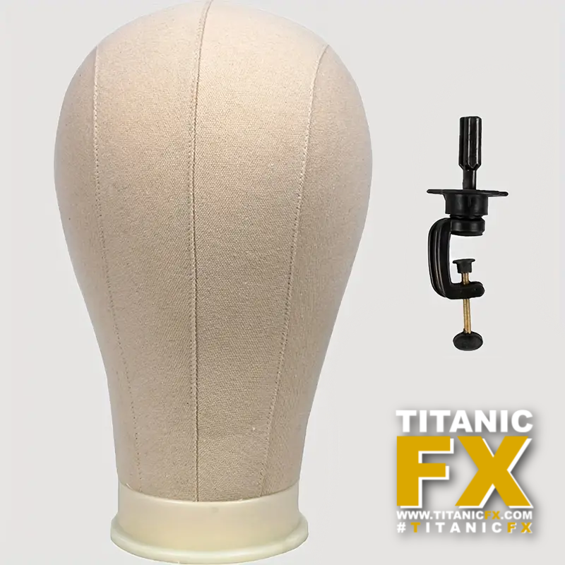 Natural Canvas Wig Manikin Head with FREE Clamp Holder