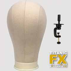 Natural Canvas Wig Manikin Head with FREE Clamp Holder