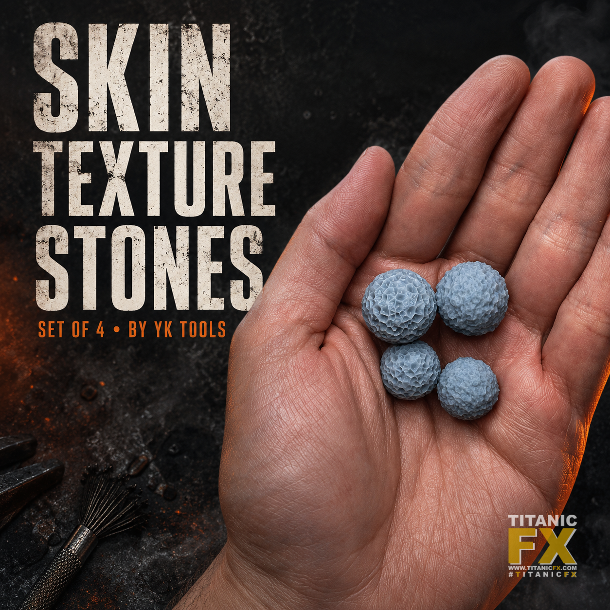 YK Tools - Set of 4 Skin Texture Stones