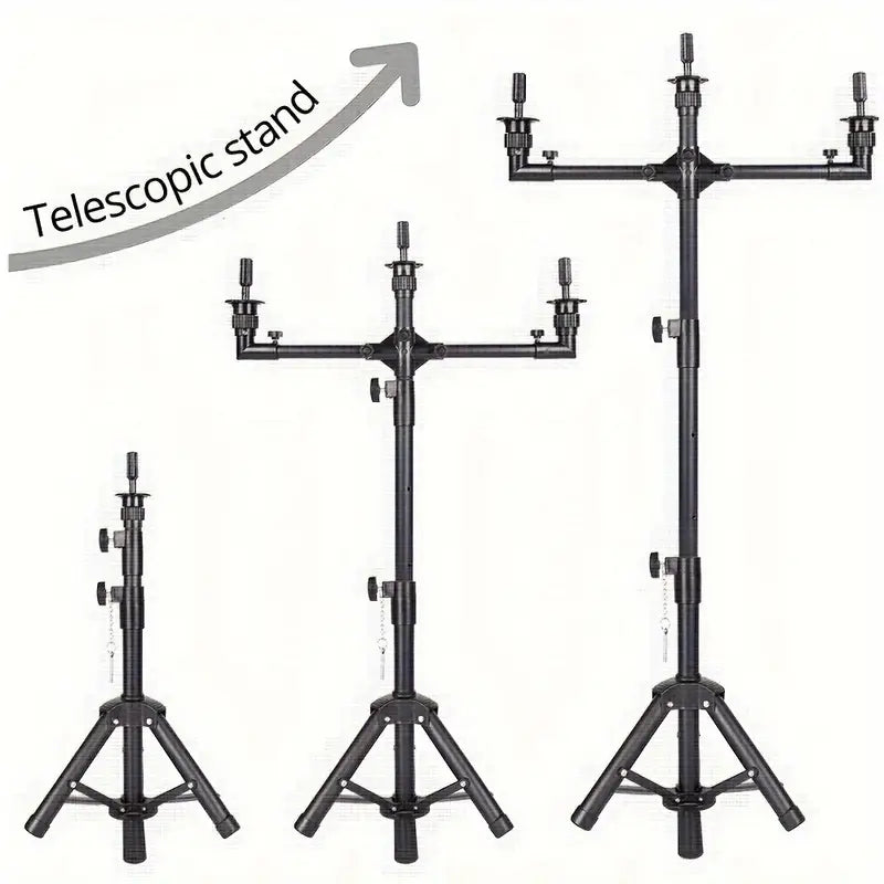 Multifunction Triple Wig Tripod Stand - Black - Lightweight