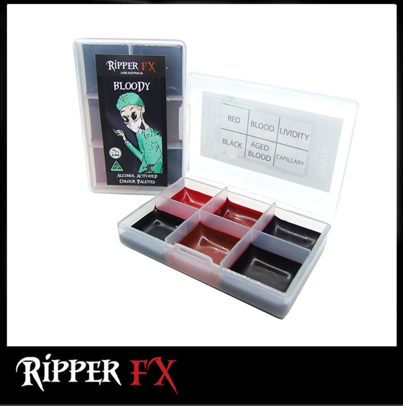 Ripper FX - 'Bloody' Mini Pocket Alcohol Palette, Paints, Ripper FX, Titanic FX, Titanic FX Store, Prosthetic, Makeup, MUA, SFX, FX Makeup, Belfast, UK, Europe, Northern Ireland, NI