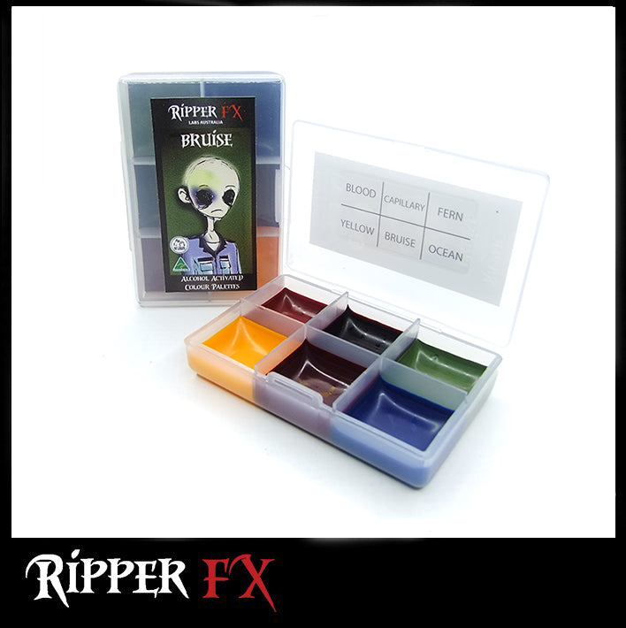 Ripper FX - 'Bruise' Mini Pocket Alcohol Palette, Paints, Ripper FX, Titanic FX, Titanic FX Store, Prosthetic, Makeup, MUA, SFX, FX Makeup, Belfast, UK, Europe, Northern Ireland, NI