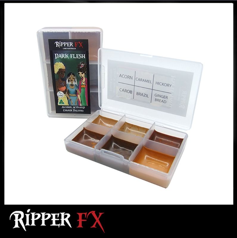 Ripper FX - 'Dark Flesh' Mini Pocket Alcohol Palette, Paints, Ripper FX, Titanic FX, Titanic FX Store, Prosthetic, Makeup, MUA, SFX, FX Makeup, Belfast, UK, Europe, Northern Ireland, NI