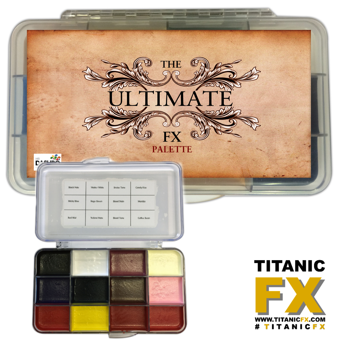 Dashbo FX - The Ultimate FX Palette, Paints, Dashbo, Titanic FX, Titanic FX Store, Prosthetic, Makeup, MUA, SFX, FX Makeup, Belfast, UK, Europe, Northern Ireland, NI