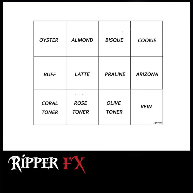 Ripper FX - 'Light Flesh' Large Alcohol Palette, Paints, European Body Art, Titanic FX, Titanic FX Store, Prosthetic, Makeup, MUA, SFX, FX Makeup, Belfast, UK, Europe, Northern Ireland, NI