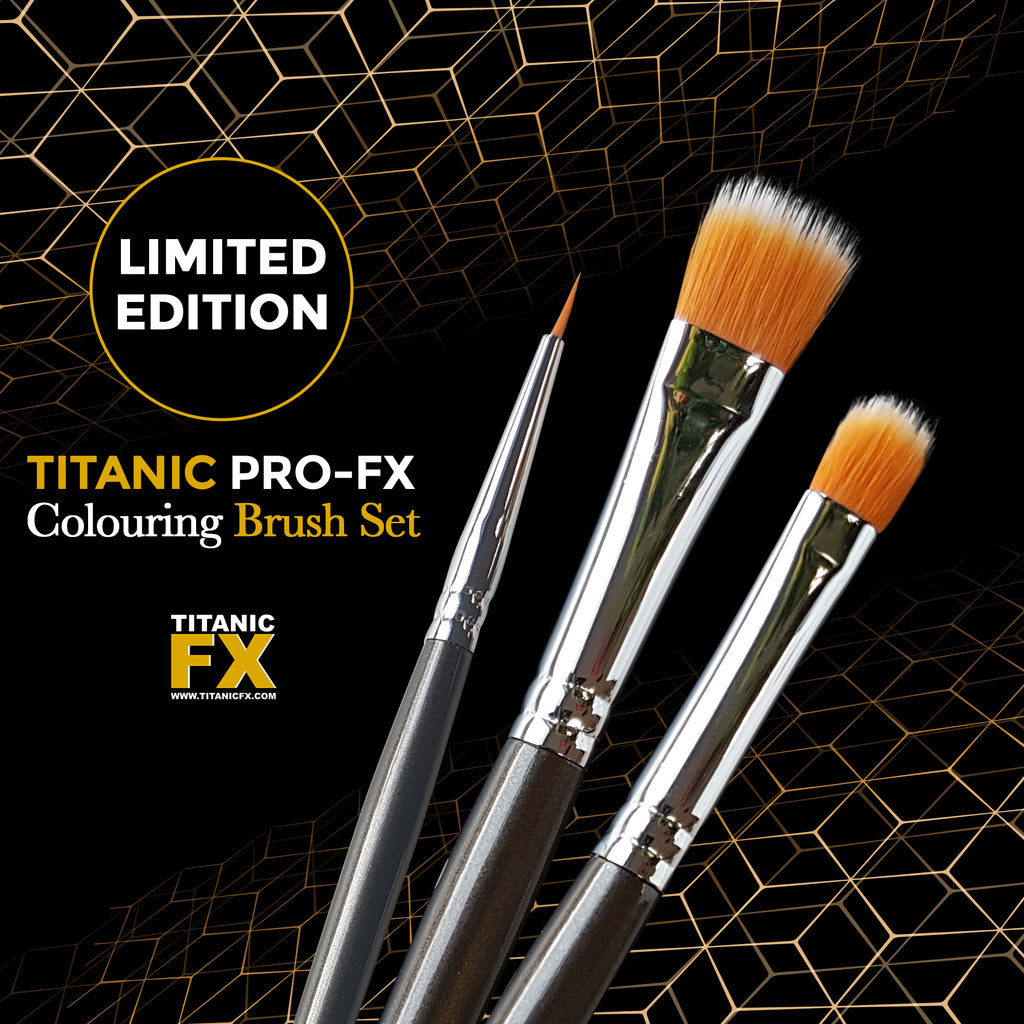 Limited Edition Titanic Pro-FX Colouring Brush Set, Tools, Titanic FX, Titanic FX, Titanic FX Store, Prosthetic, Makeup, MUA, SFX, FX Makeup, Belfast, UK, Europe, Northern Ireland, NI
