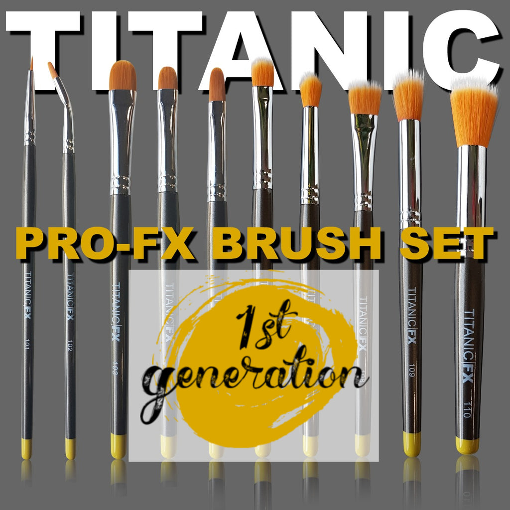 40% off - 1st Generation - Titanic Pro-FX Full Brush Set (Includes Brushes 101 - 110 ), Tools, Titanic FX, Titanic FX, Titanic FX Store, Prosthetic, Makeup, MUA, SFX, FX Makeup, Belfast, UK, Europe, Northern Ireland, NI