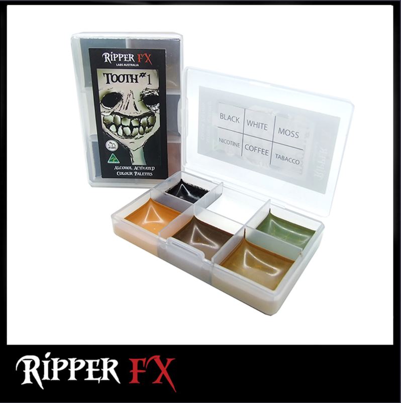 Ripper FX - 'Tooth #1' Mini Pocket Alcohol Palette, Paints, Ripper FX, Titanic FX, Titanic FX Store, Prosthetic, Makeup, MUA, SFX, FX Makeup, Belfast, UK, Europe, Northern Ireland, NI
