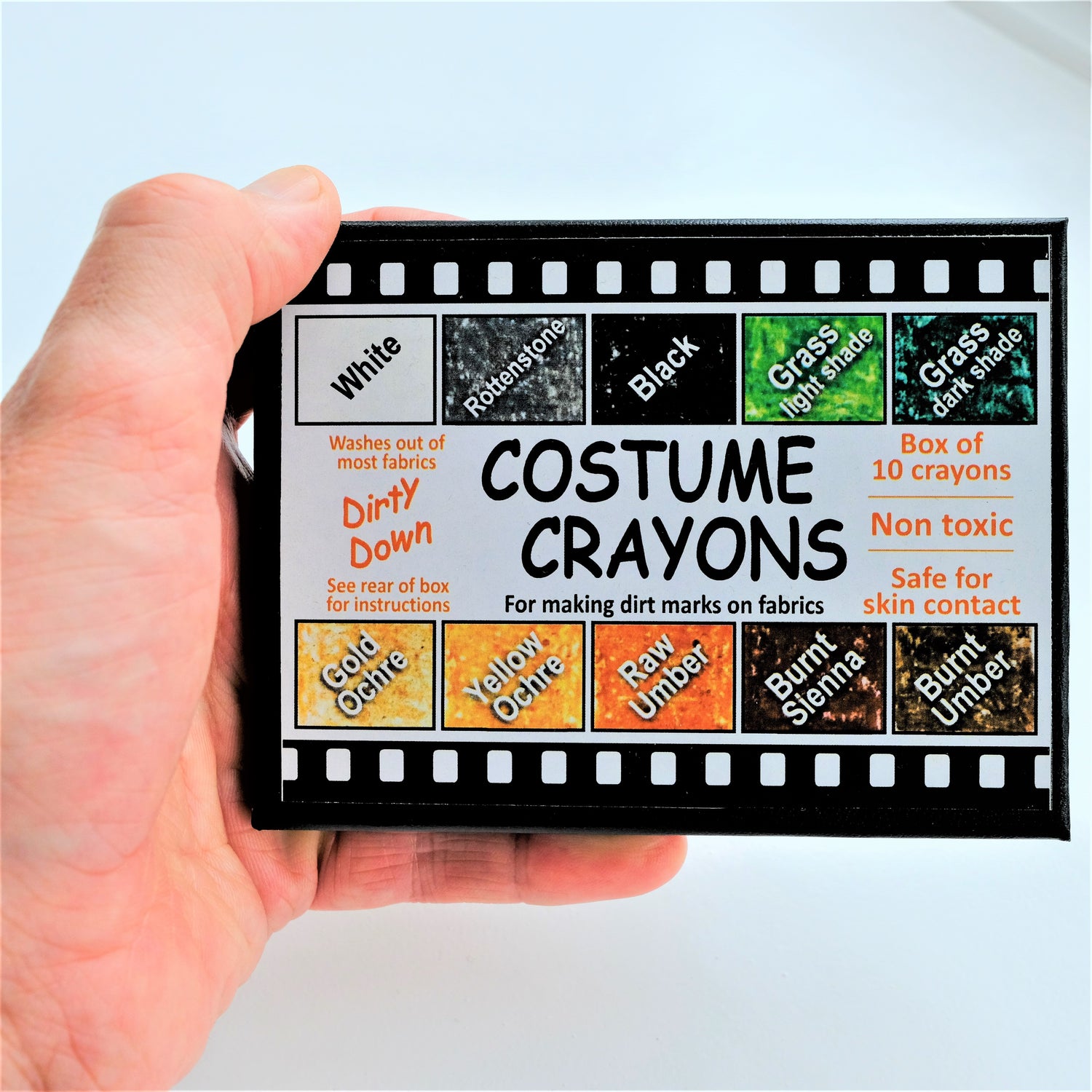 Dirty Down - Costume Ageing Crayons - Box of 10, Ageing Spray, Dirty Down, Titanic FX, Titanic FX Store, Prosthetic, Makeup, MUA, SFX, FX Makeup, Belfast, UK, Europe, Northern Ireland, NI